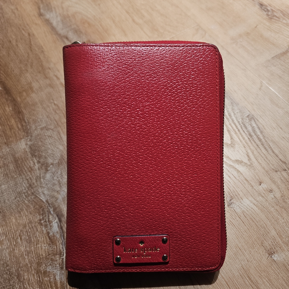 Kate Spade  Wellesley Personal Planner Cherry Red Zip Around Wallet